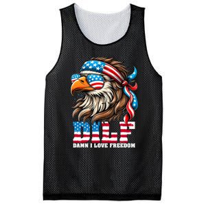 Dilf Damn I Love Freedom Eagle Mullet Funny 4th Of July Mesh Reversible Basketball Jersey Tank