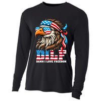 Dilf Damn I Love Freedom Eagle Mullet Funny 4th Of July Cooling Performance Long Sleeve Crew