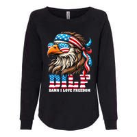 Dilf Damn I Love Freedom Eagle Mullet Funny 4th Of July Womens California Wash Sweatshirt