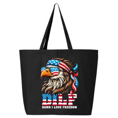 Dilf Damn I Love Freedom Eagle Mullet Funny 4th Of July 25L Jumbo Tote
