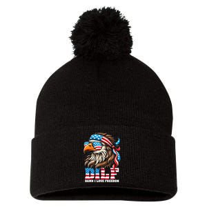 Dilf Damn I Love Freedom Eagle Mullet Funny 4th Of July Pom Pom 12in Knit Beanie