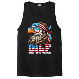 Dilf Damn I Love Freedom Eagle Mullet Funny 4th Of July PosiCharge Competitor Tank