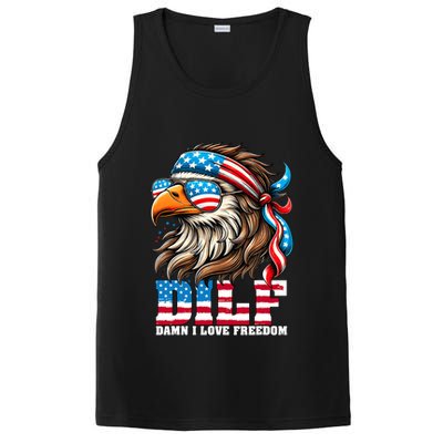 Dilf Damn I Love Freedom Eagle Mullet Funny 4th Of July PosiCharge Competitor Tank