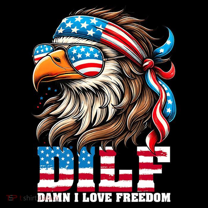 Dilf Damn I Love Freedom Eagle Mullet Funny 4th Of July Toddler Sweatshirt