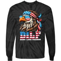 Dilf Damn I Love Freedom Eagle Mullet Funny 4th Of July Tie-Dye Long Sleeve Shirt