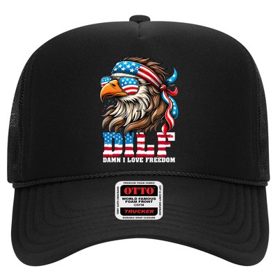 Dilf Damn I Love Freedom Eagle Mullet Funny 4th Of July Trucker Hat