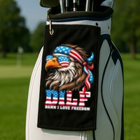 Dilf Damn I Love Freedom Eagle Mullet Funny 4th Of July Golf Towel