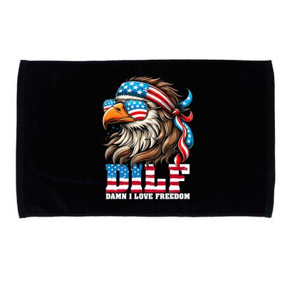 Dilf Damn I Love Freedom Eagle Mullet Funny 4th Of July Microfiber Hand Towel