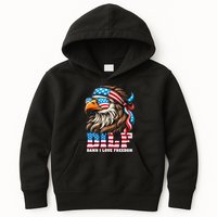 Dilf Damn I Love Freedom Eagle Mullet Funny 4th Of July Kids Hoodie