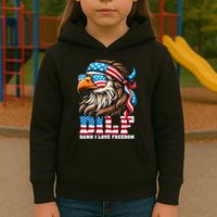 Dilf Damn I Love Freedom Eagle Mullet Funny 4th Of July Kids Hoodie