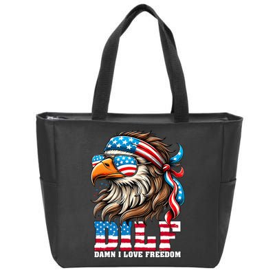 Dilf Damn I Love Freedom Eagle Mullet Funny 4th Of July Zip Tote Bag
