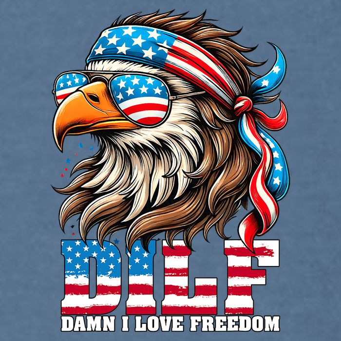 Dilf Damn I Love Freedom Eagle Mullet Funny 4th Of July Garment-Dyed Sweatshirt