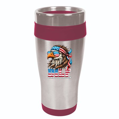 Dilf Damn I Love Freedom Eagle Mullet Funny 4th Of July 16oz Travel Tumbler