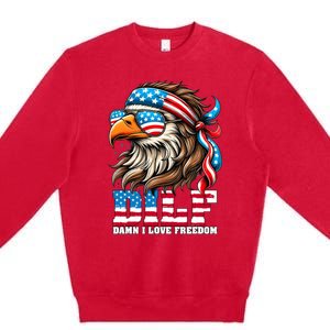 Dilf Damn I Love Freedom Eagle Mullet Funny 4th Of July Premium Crewneck Sweatshirt