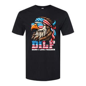 Dilf Damn I Love Freedom Eagle Mullet Funny 4th Of July Softstyle CVC T-Shirt