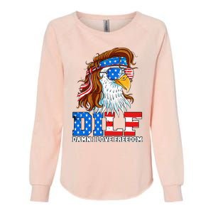 Dilf Damn I Love Freedom Eagle Patriotic 4th Of July Womens California Wash Sweatshirt