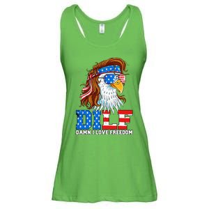 Dilf Damn I Love Freedom Eagle Patriotic 4th Of July Ladies Essential Flowy Tank