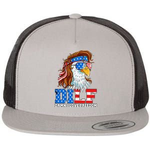 Dilf Damn I Love Freedom Eagle Patriotic 4th Of July Flat Bill Trucker Hat