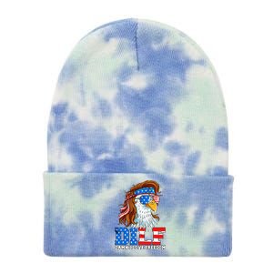 Dilf Damn I Love Freedom Eagle Patriotic 4th Of July Tie Dye 12in Knit Beanie