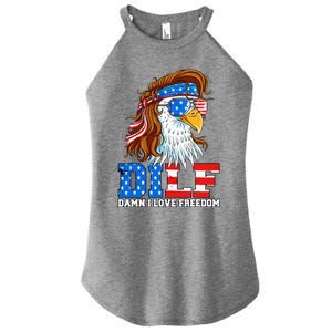 Dilf Damn I Love Freedom Eagle Patriotic 4th Of July Women's Perfect Tri Rocker Tank