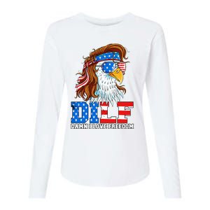 Dilf Damn I Love Freedom Eagle Patriotic 4th Of July Womens Cotton Relaxed Long Sleeve T-Shirt