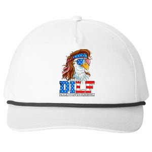 Dilf Damn I Love Freedom Eagle Patriotic 4th Of July Snapback Five-Panel Rope Hat