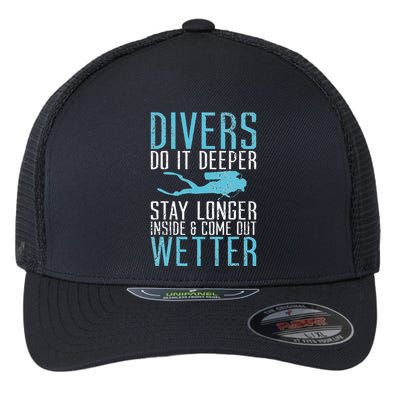Divers do it deeper stay longer inside Flexfit Unipanel Trucker Cap