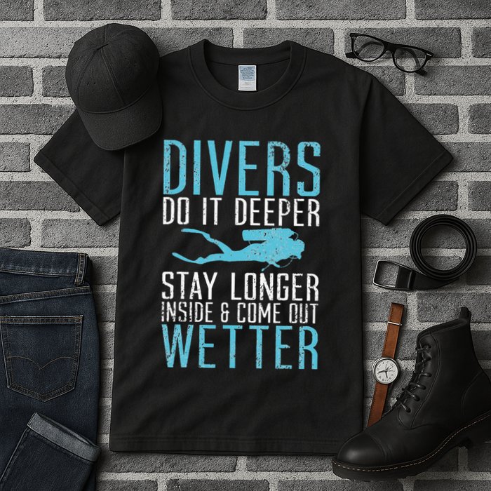Divers do it deeper stay longer inside Tall T-Shirt