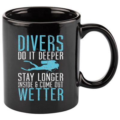 Divers do it deeper stay longer inside 11oz C Handle Ceramic Mug