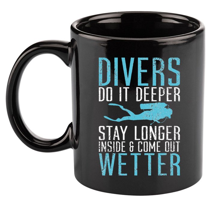 Divers do it deeper stay longer inside 11oz C Handle Ceramic Mug