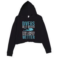 Divers do it deeper stay longer inside Crop Fleece Hoodie