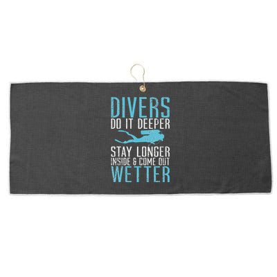 Divers do it deeper stay longer inside Large Microfiber Waffle Golf Towel