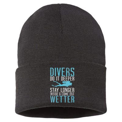 Divers do it deeper stay longer inside Sustainable Knit Beanie