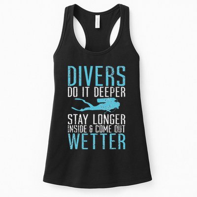 Divers do it deeper stay longer inside Womens Tank Top