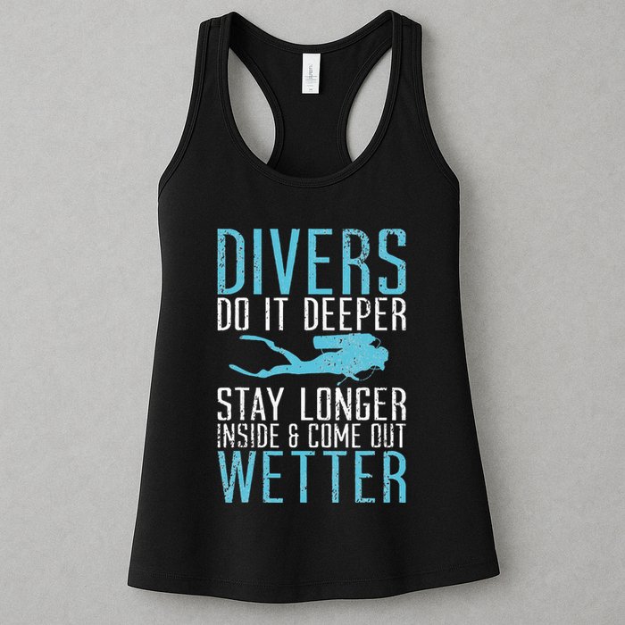 Divers do it deeper stay longer inside Womens Tank Top