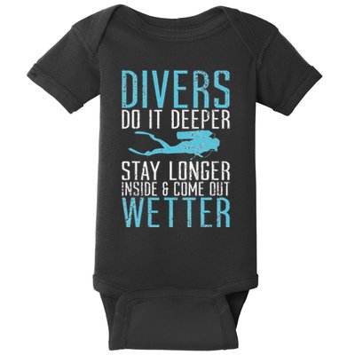 Divers do it deeper stay longer inside Baby Bodysuit