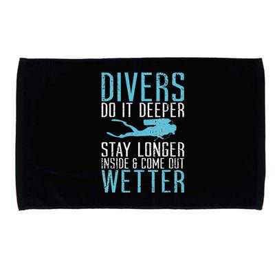 Divers do it deeper stay longer inside Microfiber Hand Towel