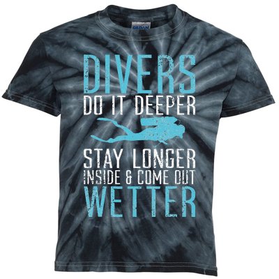 Divers do it deeper stay longer inside Kids Tie-Dye T-Shirt