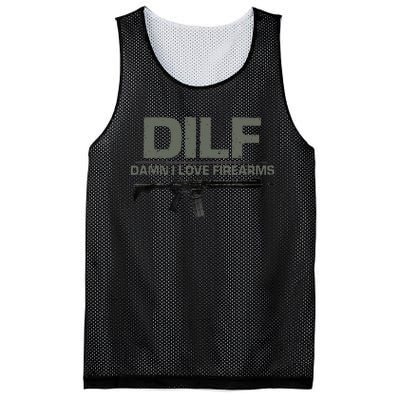 DILF Damn I Love Firearms Funny Mesh Reversible Basketball Jersey Tank