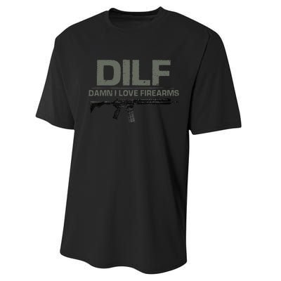 DILF Damn I Love Firearms Funny Performance Sprint T-Shirt