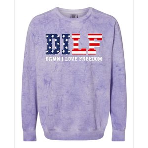 DILF Damn I Love Freedom Funny Patriotic 4th Of July Colorblast Crewneck Sweatshirt