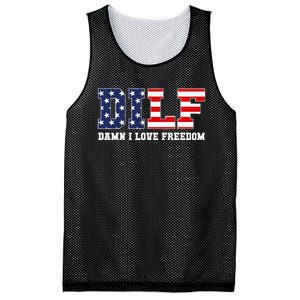 DILF Damn I Love Freedom Funny Patriotic 4th Of July Mesh Reversible Basketball Jersey Tank