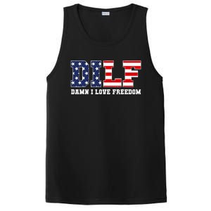 DILF Damn I Love Freedom Funny Patriotic 4th Of July PosiCharge Competitor Tank