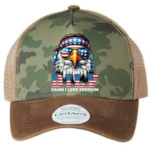 Dilf Damn I Love Freedom Eagle Funny Patriotic 4th Of July Legacy Tie Dye Trucker Hat