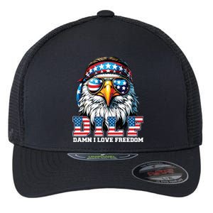 Dilf Damn I Love Freedom Eagle Funny Patriotic 4th Of July Flexfit Unipanel Trucker Cap