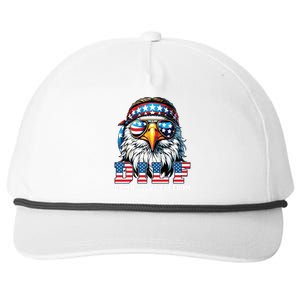 Dilf Damn I Love Freedom Eagle Funny Patriotic 4th Of July Snapback Five-Panel Rope Hat