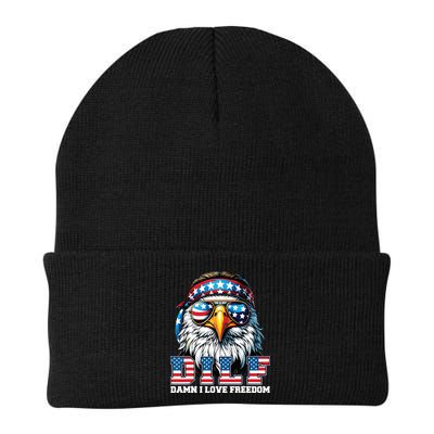 Dilf Damn I Love Freedom Eagle Funny Patriotic 4th Of July Beanie
