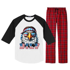 Dilf Damn I Love Freedom Eagle Funny Patriotic 4th Of July Raglan Sleeve Pajama Set