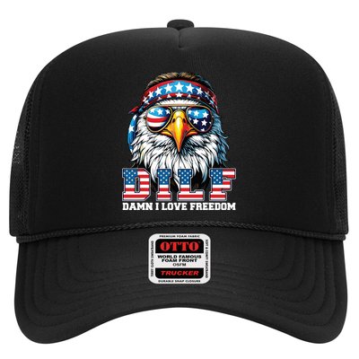 Dilf Damn I Love Freedom Eagle Funny Patriotic 4th Of July Trucker Hat