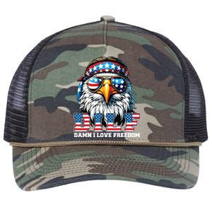 Dilf Damn I Love Freedom Eagle Funny Patriotic 4th Of July Retro Rope Trucker Hat Cap